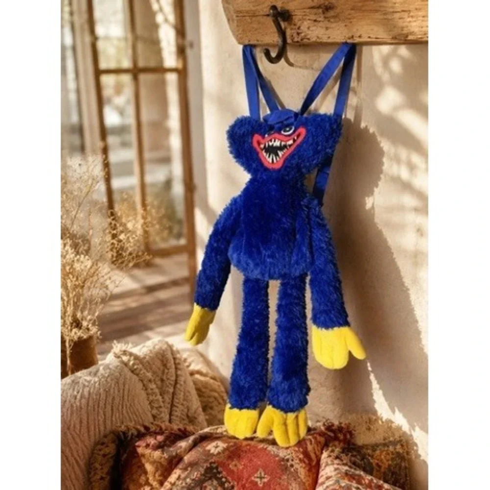 Poppy Playtime Huggy Wuggy Blue Plush Backpack Novelty Monster Bag 20 Inch